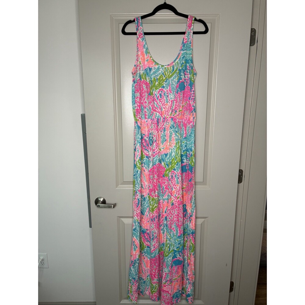 Lilly Pulitzer Tria Maxi Dress in Let's Cha Cha Pink Print Size Medium